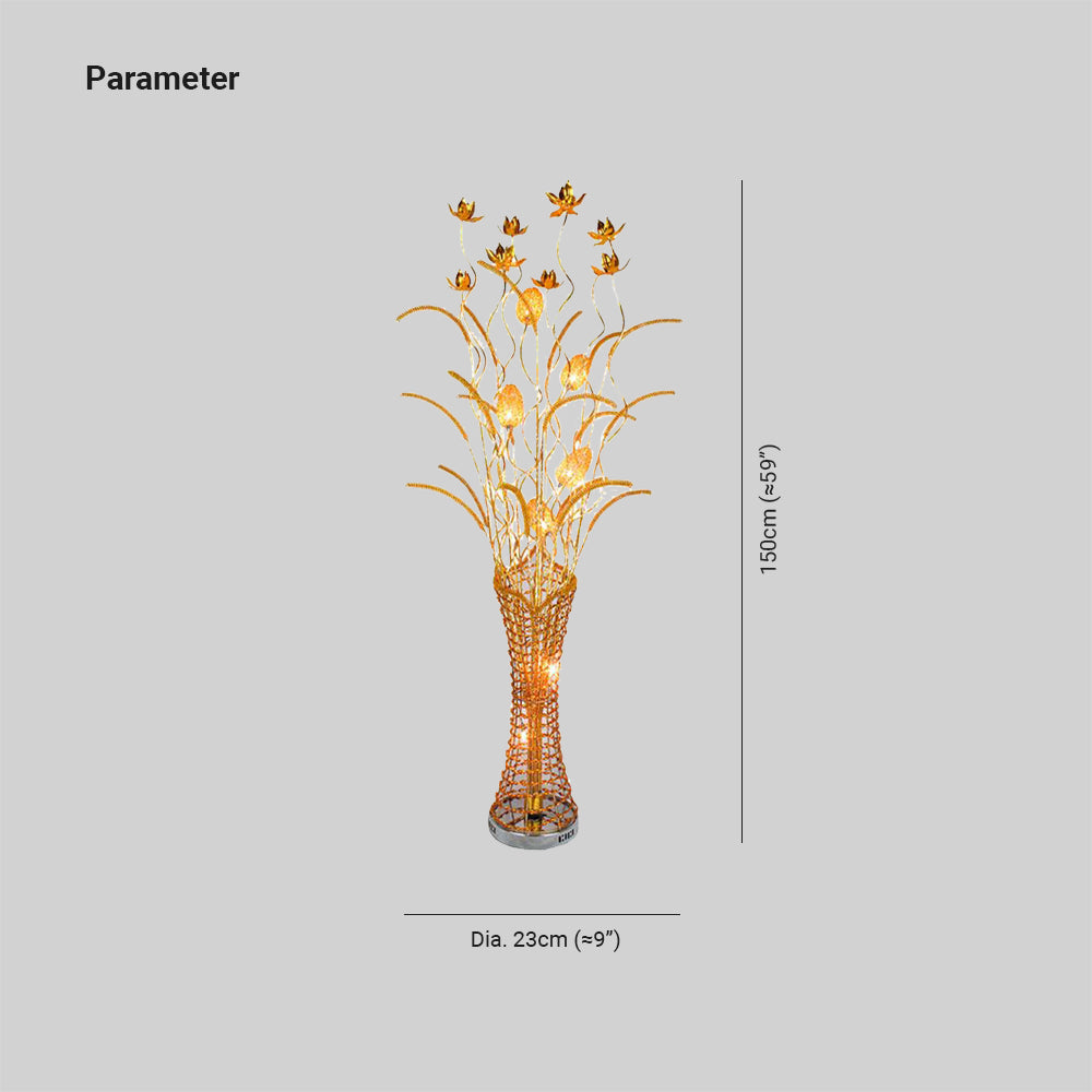 Bella Art Deco Vase Gold Metal Floor Lamp, Living Room - Neutralighting