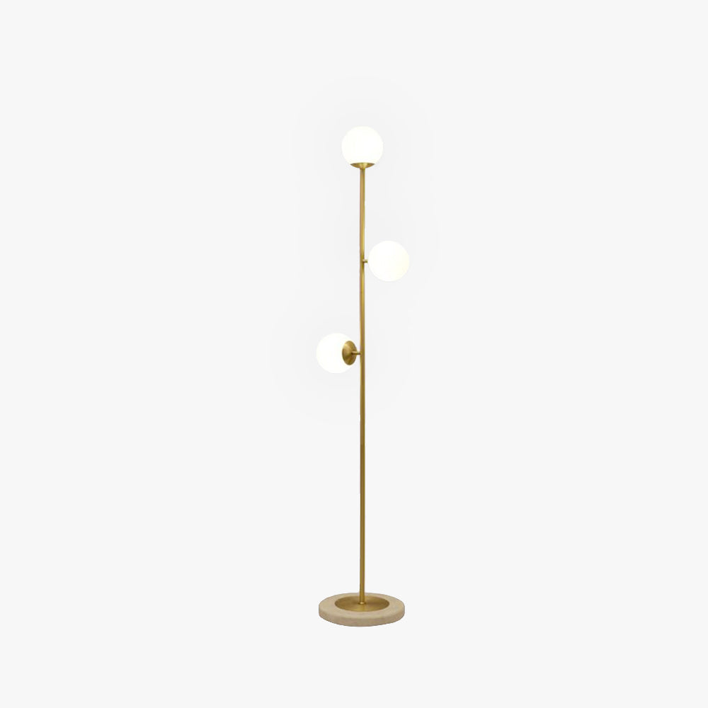Valentina Modern Globe Brass/Glass Floor Lamp, 3 Heads - Neutralighting