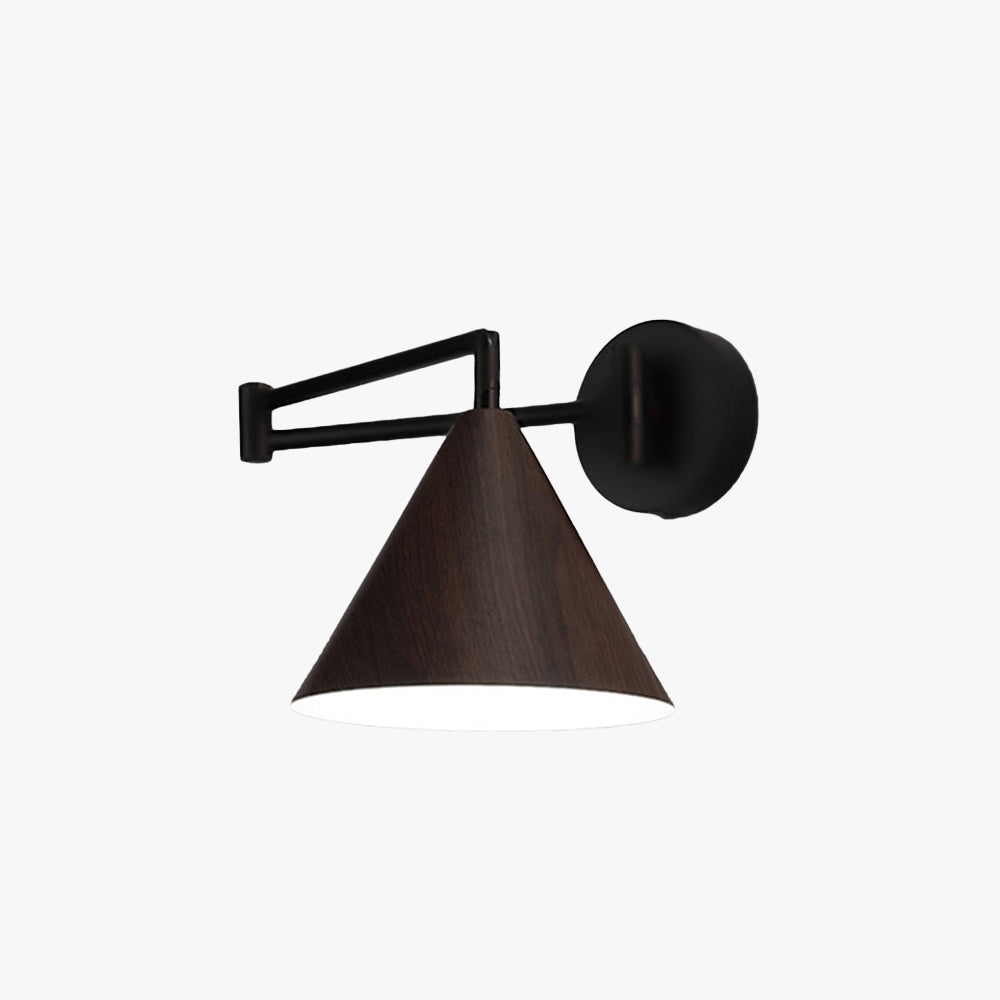 Muto Cone Shaped Adjustable Wall Lamp, Metal/Wood, Bedroom - Neutralighting