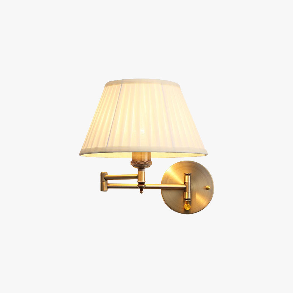 Arisha Wall Lamp Vintage, Pleated Fabric Adjustable, White/Beige, Bedroom - Neutralighting