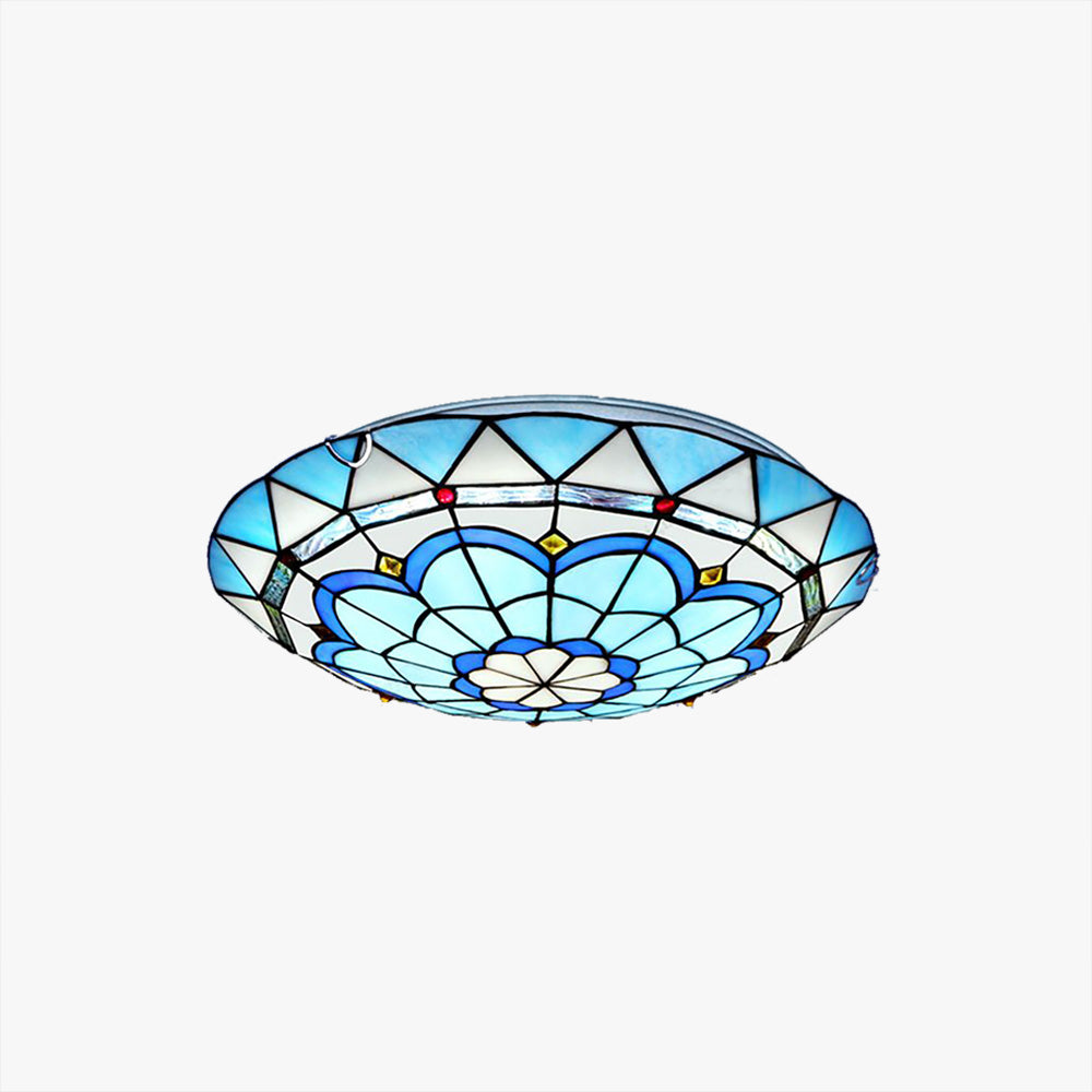 Tiffany Flush Mount Glass Colorful Ceiling Light, Bedroom - Neutralighting