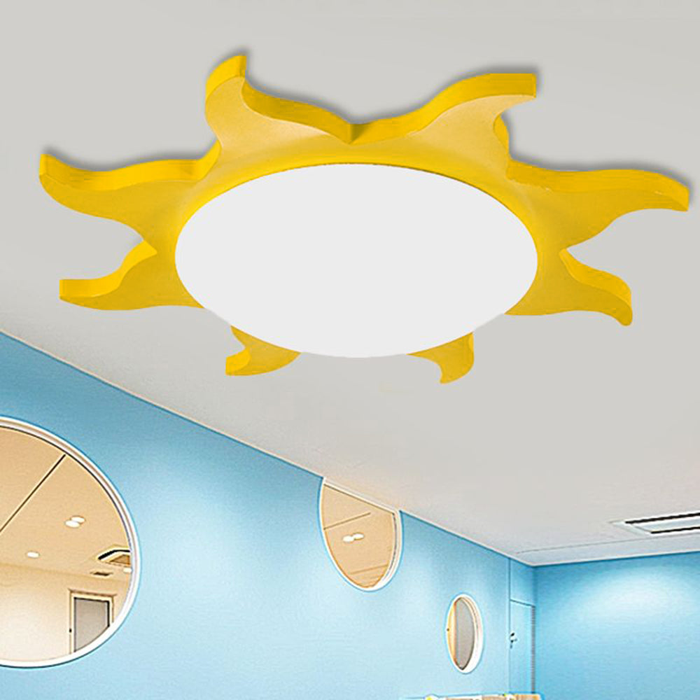 Aria Modern Sun Round Flush Mount Ceiling Light, Red/Yellow/Blue/Green, Bedroom - Neutralighting