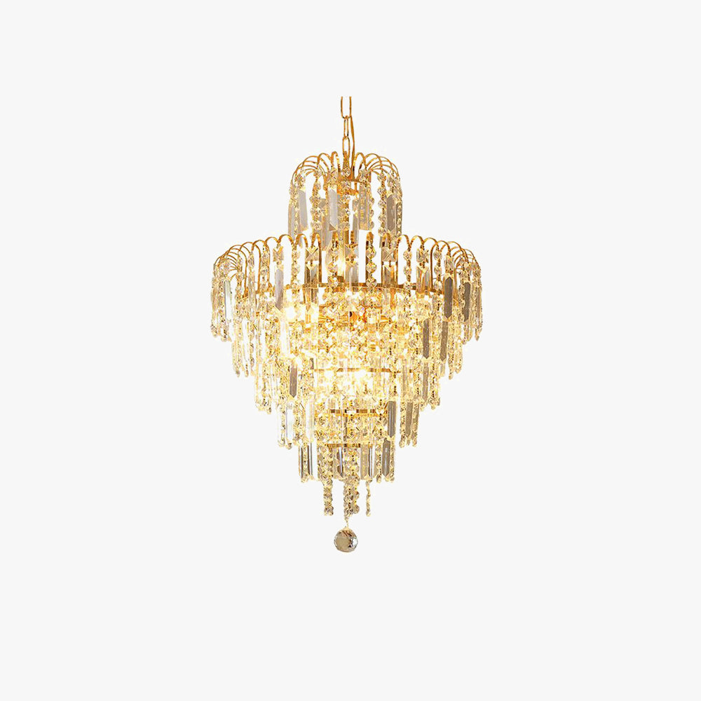 Kristy Luxury 5 Layers Tassel Crystal Gold Chandelier - Neutralighting
