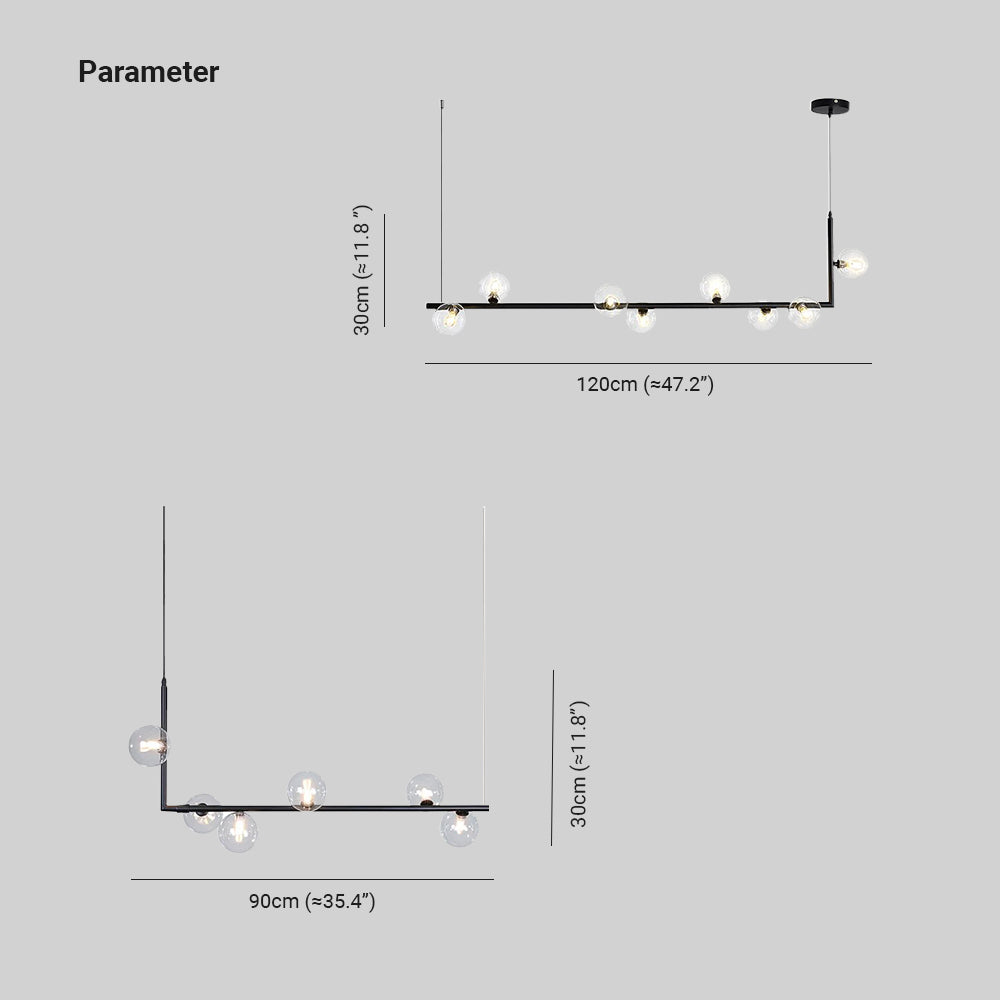 Valentina Minimalist Linear Pendant Light, Black & Gold, 6/8 Heads - Neutralighting