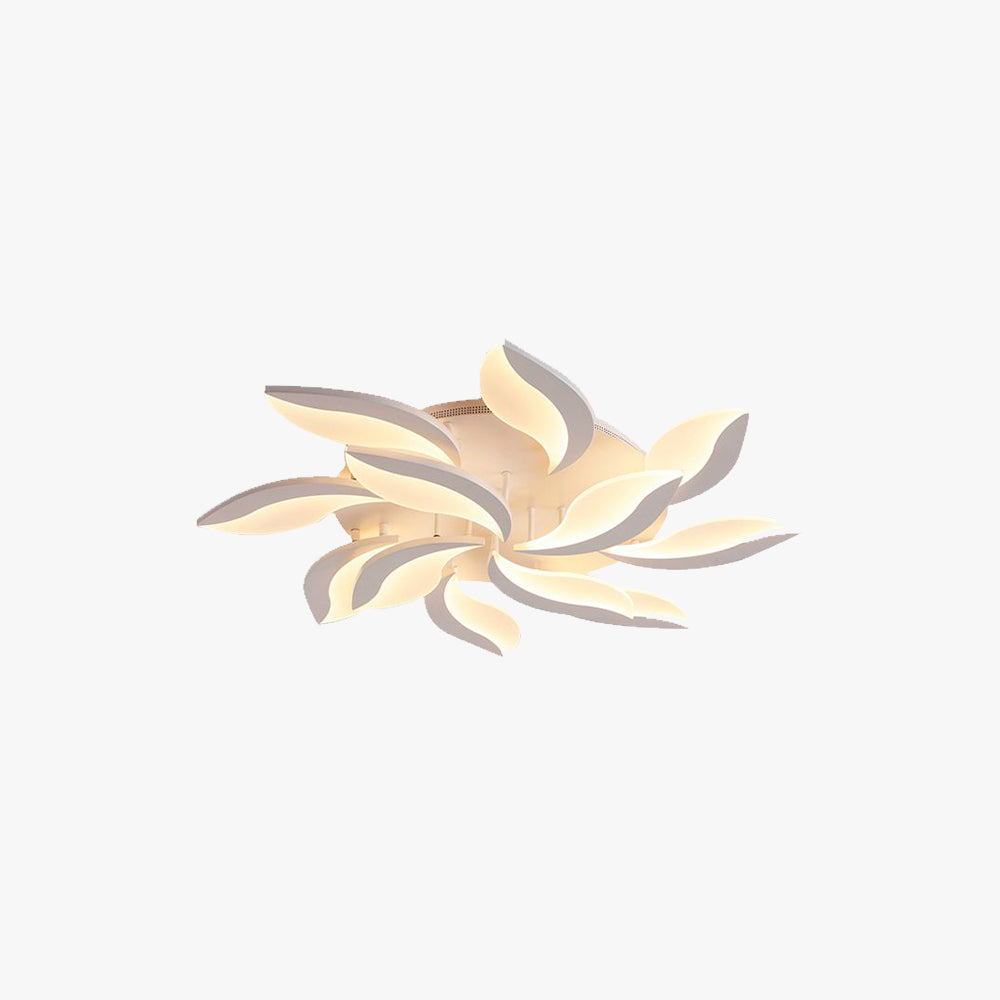 Arisha Minimalist Art Deco Flower Flush Mount Ceiling Light, White, Living Room - Neutralighting