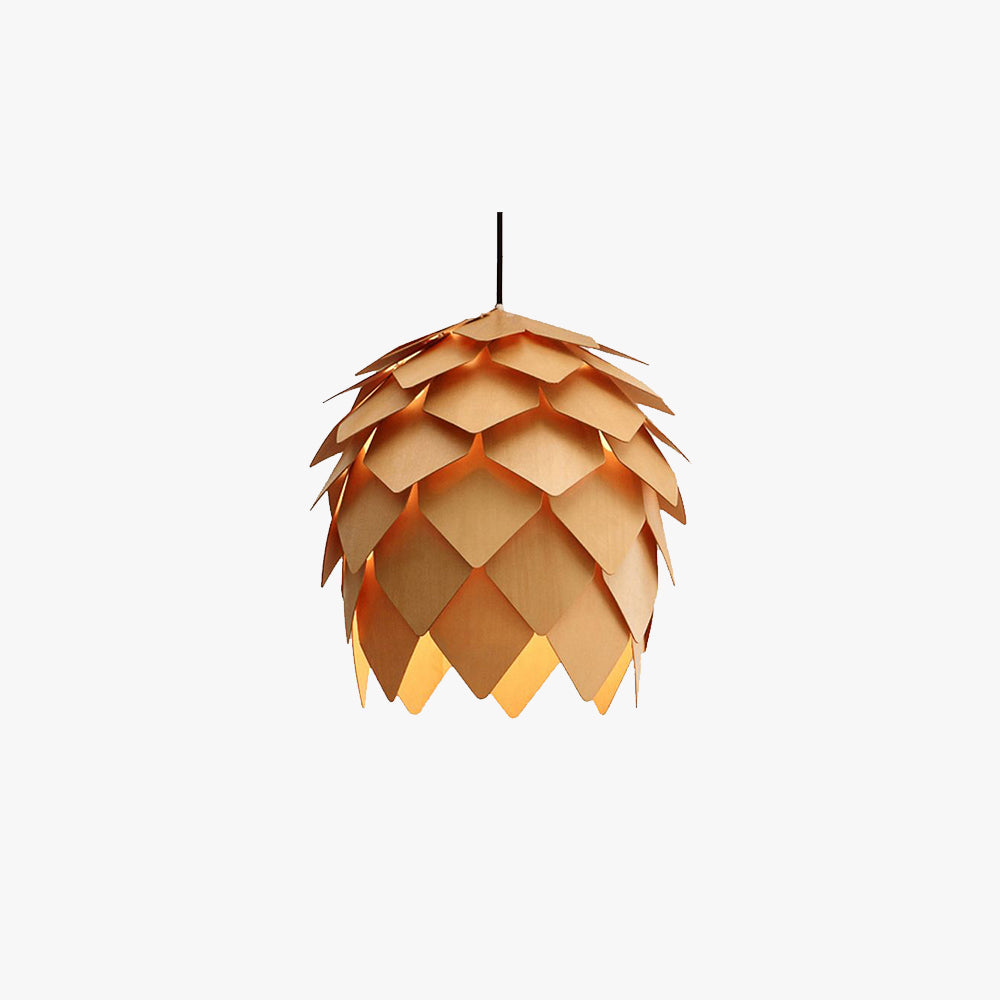 Muto Designer Pinecone Shape Wood Pendant Light - Neutralighting