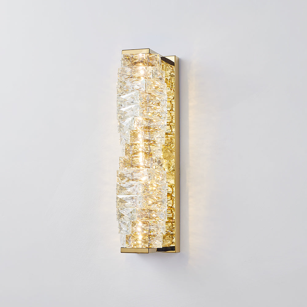 Kristy Modern Rectangular Vanity Metal Crystal LED Wall Lamp - Neutralighting