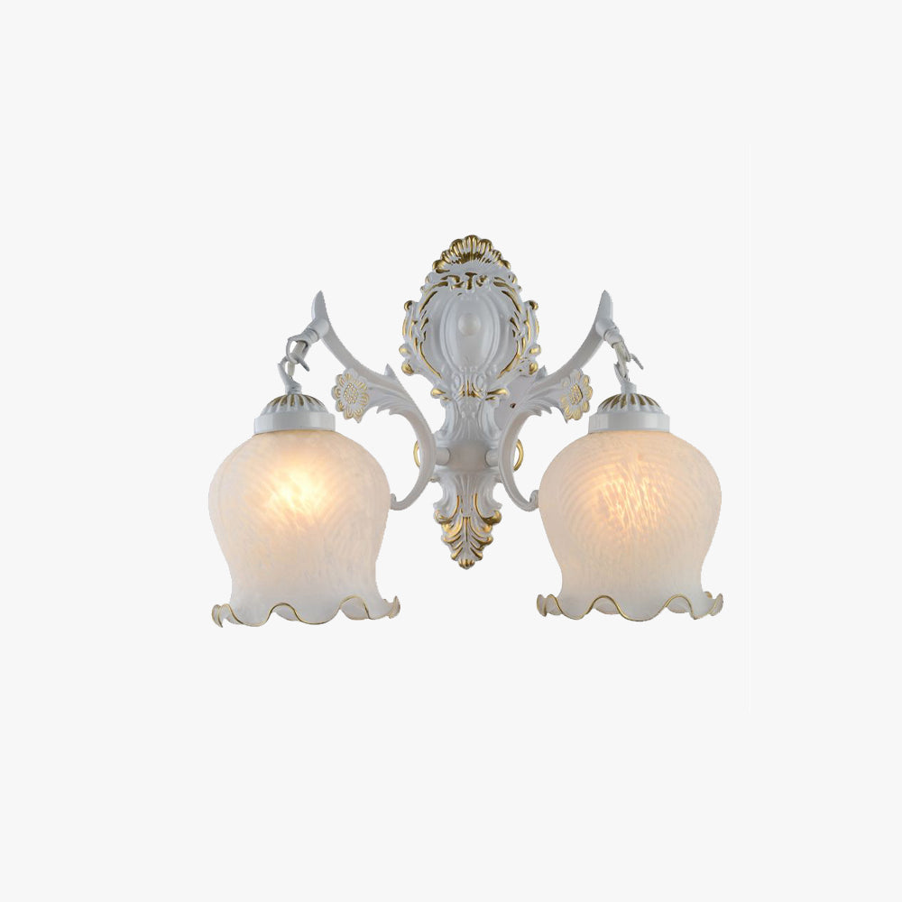 Arisha Vintage Flower shape Metal&Glass Modern Wall Lamp, White/Bronze - Neutralighting