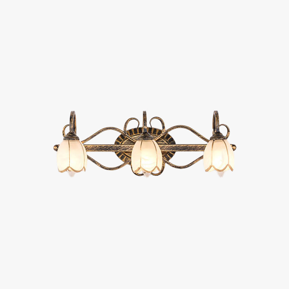 Arisha Antique Brass Flower Mirror Front Vanity Wall Lamp - Neutralighting
