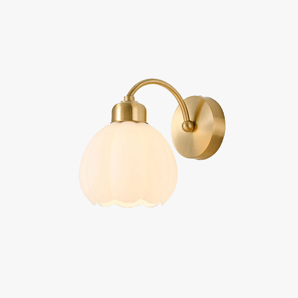 Valentina Nordic Flower Vanity Glass Metal Wall Lamp, Gold/Ivory - Neutralighting