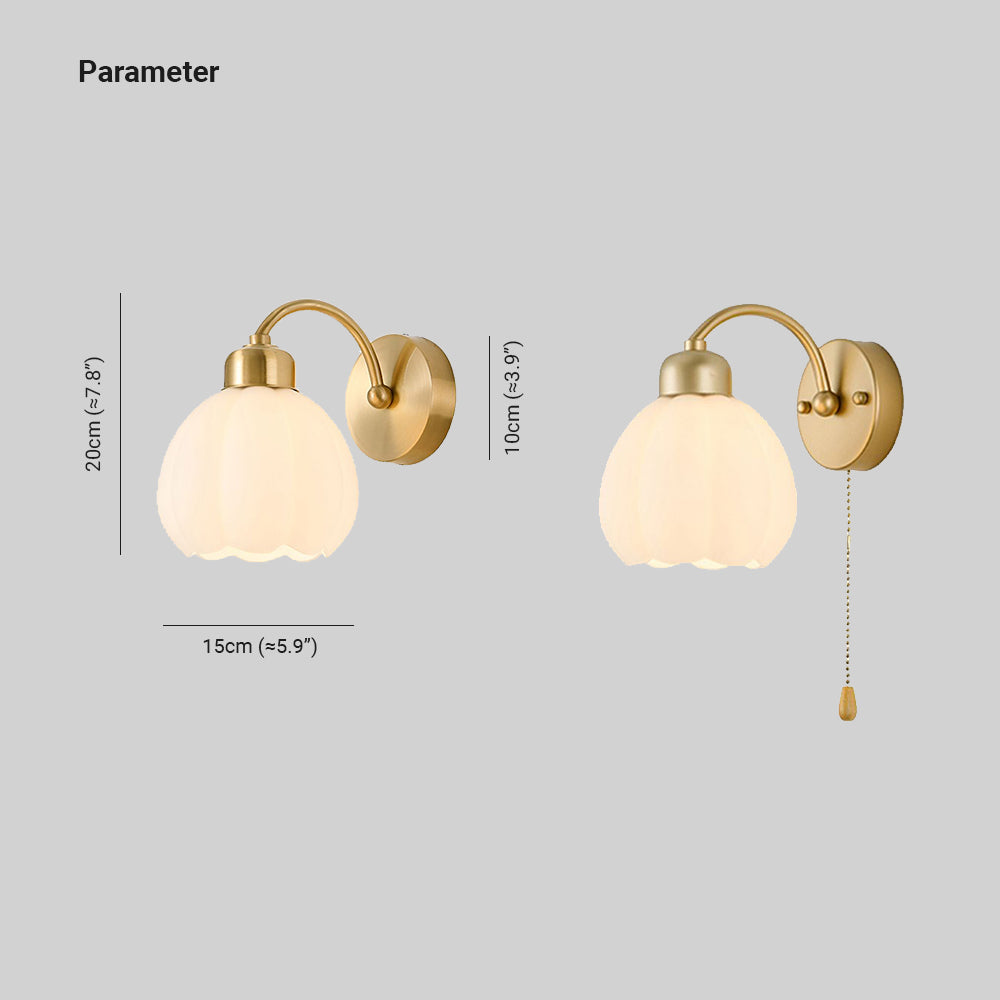Valentina Nordic Flower Vanity Glass Metal Wall Lamp, Gold/Ivory - Neutralighting