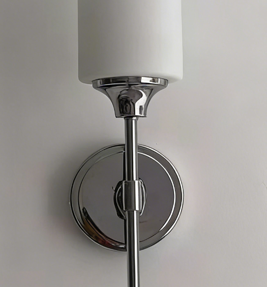 Tiffany Nordic Vanity Metal Glass Minimalism Wall Lamp, Black/Silver