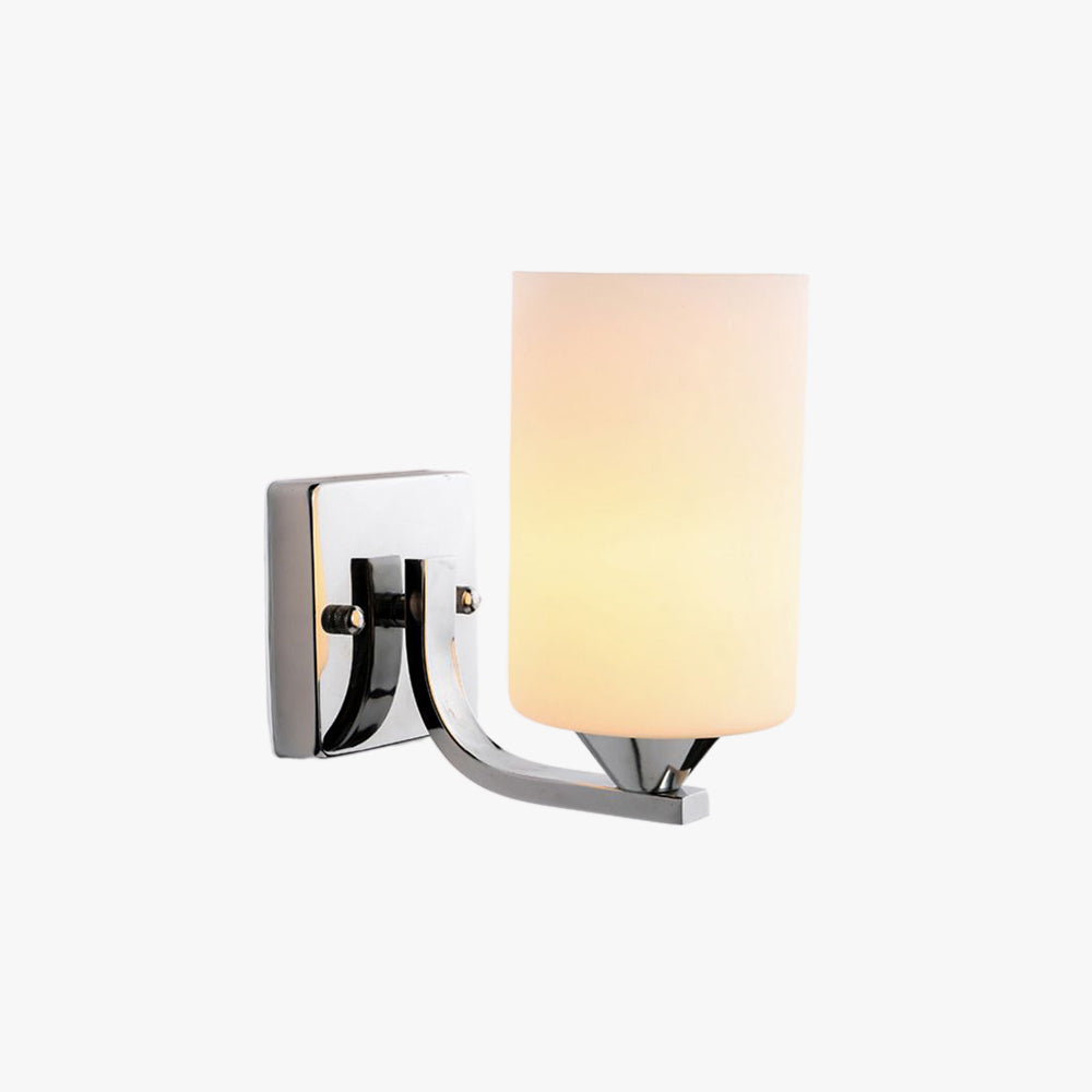 Tiffany Minimalism Cylindrical Metal Glass Art Vanity Wall Lamp, Black/Chrome - Neutralighting