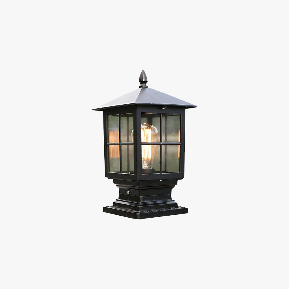 Etilo Modern Metal Glass Lantern LED Outdoor Light Post - Neutralighting