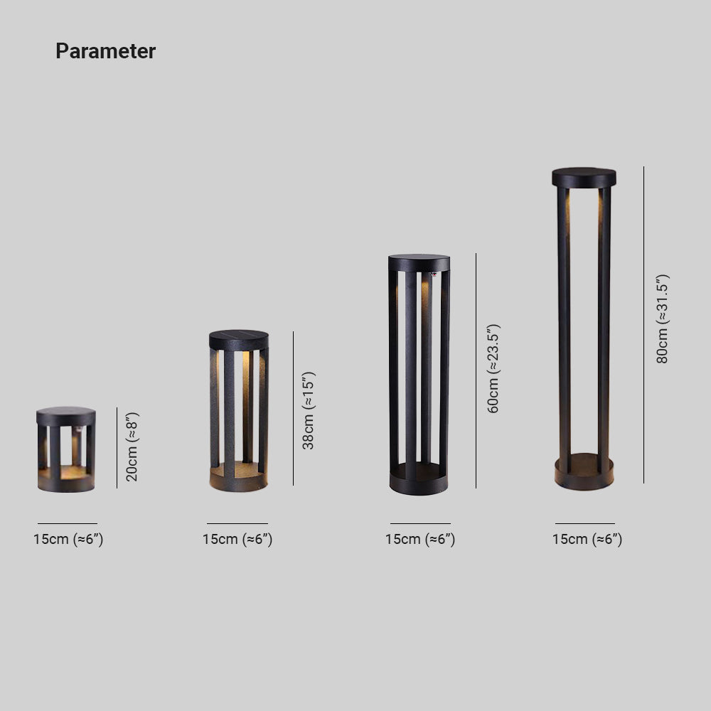 Ray Minimalist Cylindrical Hollow Solar Outdoor Path Light, Black - Neutralighting