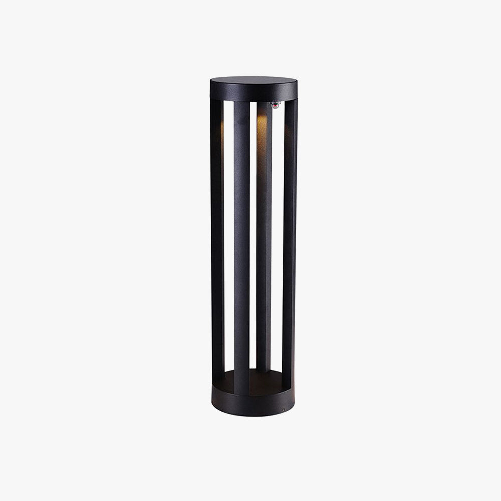 Ray Minimalist Cylindrical Hollow Solar Outdoor Path Light, Black