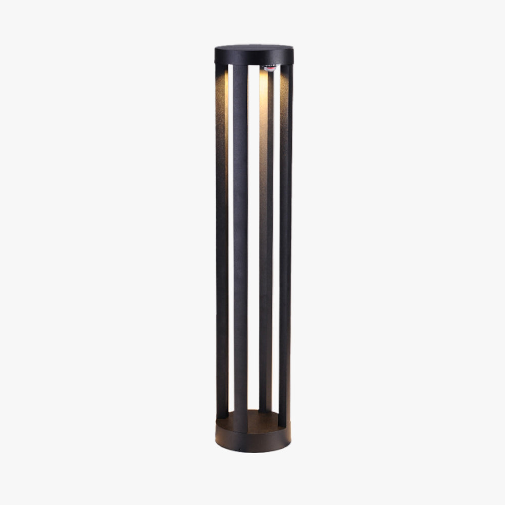 Ray Minimalist Cylindrical Hollow Solar Outdoor Path Light, Black