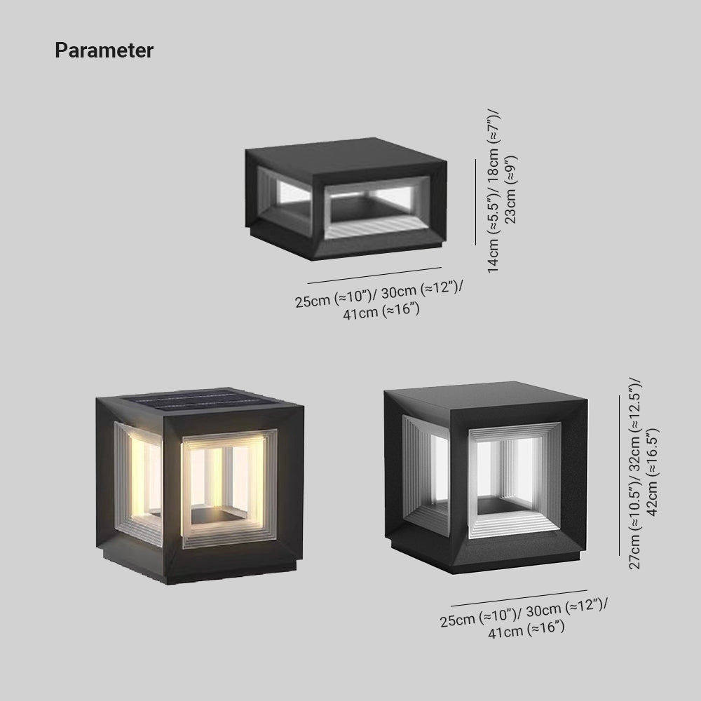 Ray Contemporary LED Cube Metal Outdoor Lamps, Black - Neutralighting