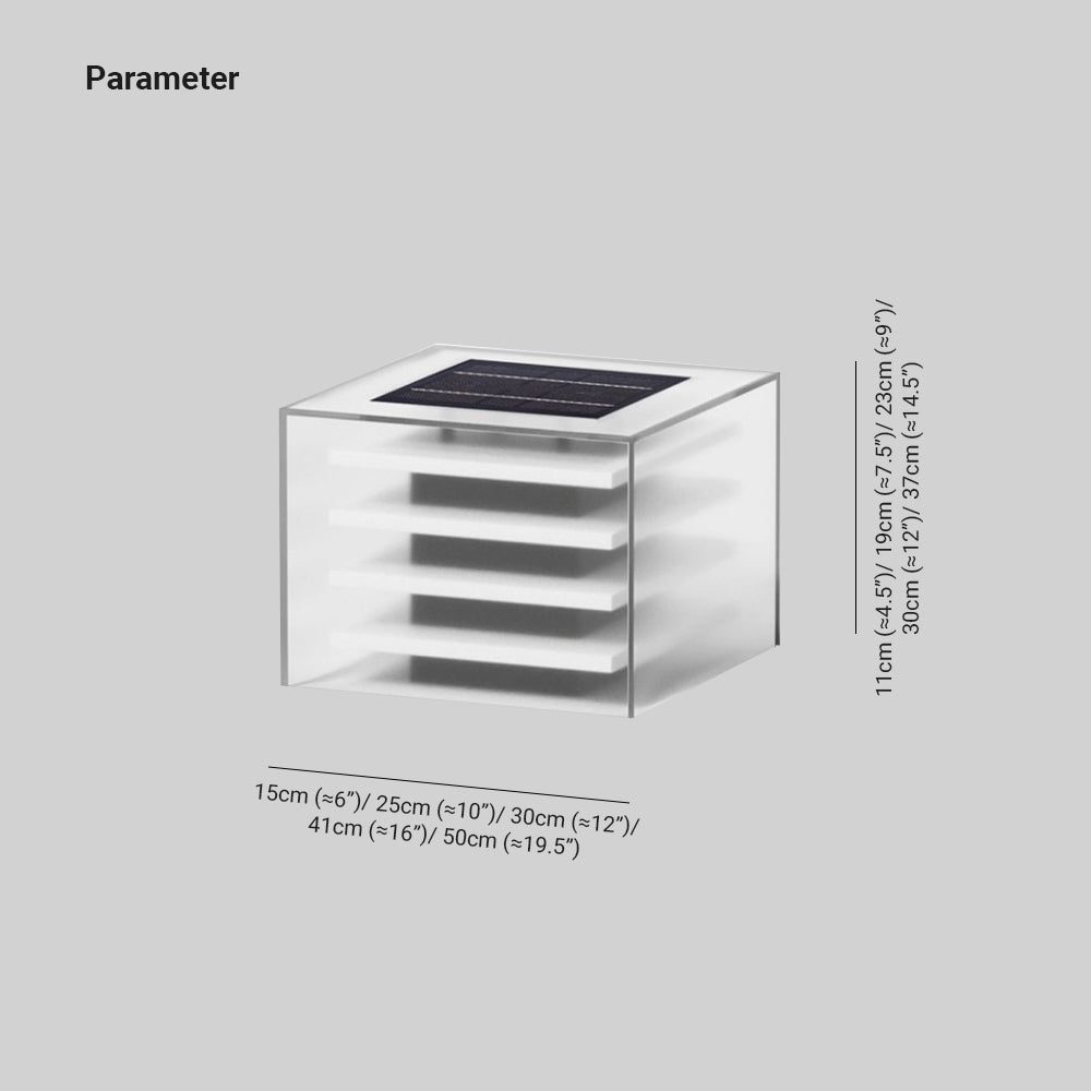 Ray Modern Rectangular Metal Acrylic Outdoor Solar Lamp, Black - Neutralighting