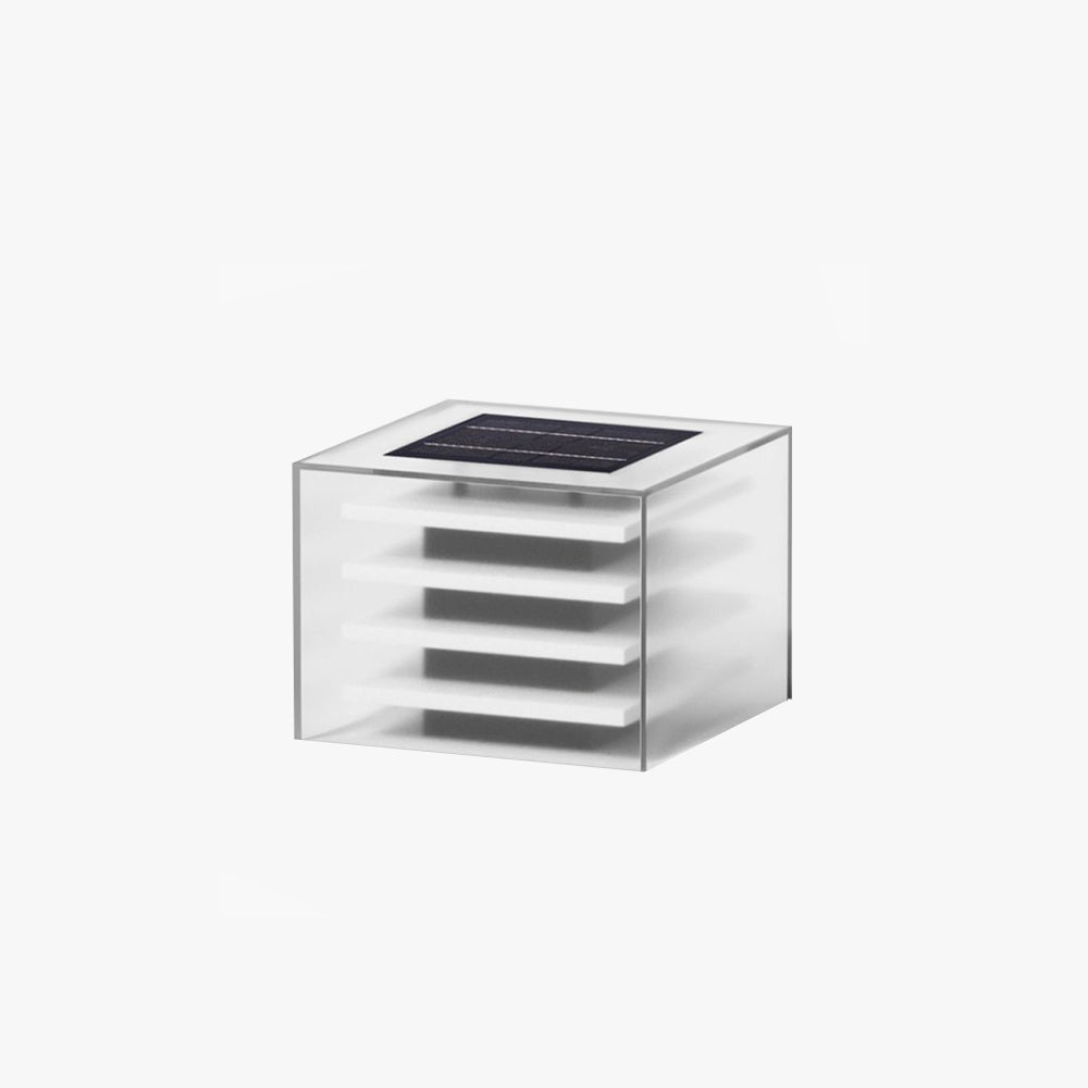 Ray Modern Rectangular Metal Acrylic Outdoor Solar Lamp, Black