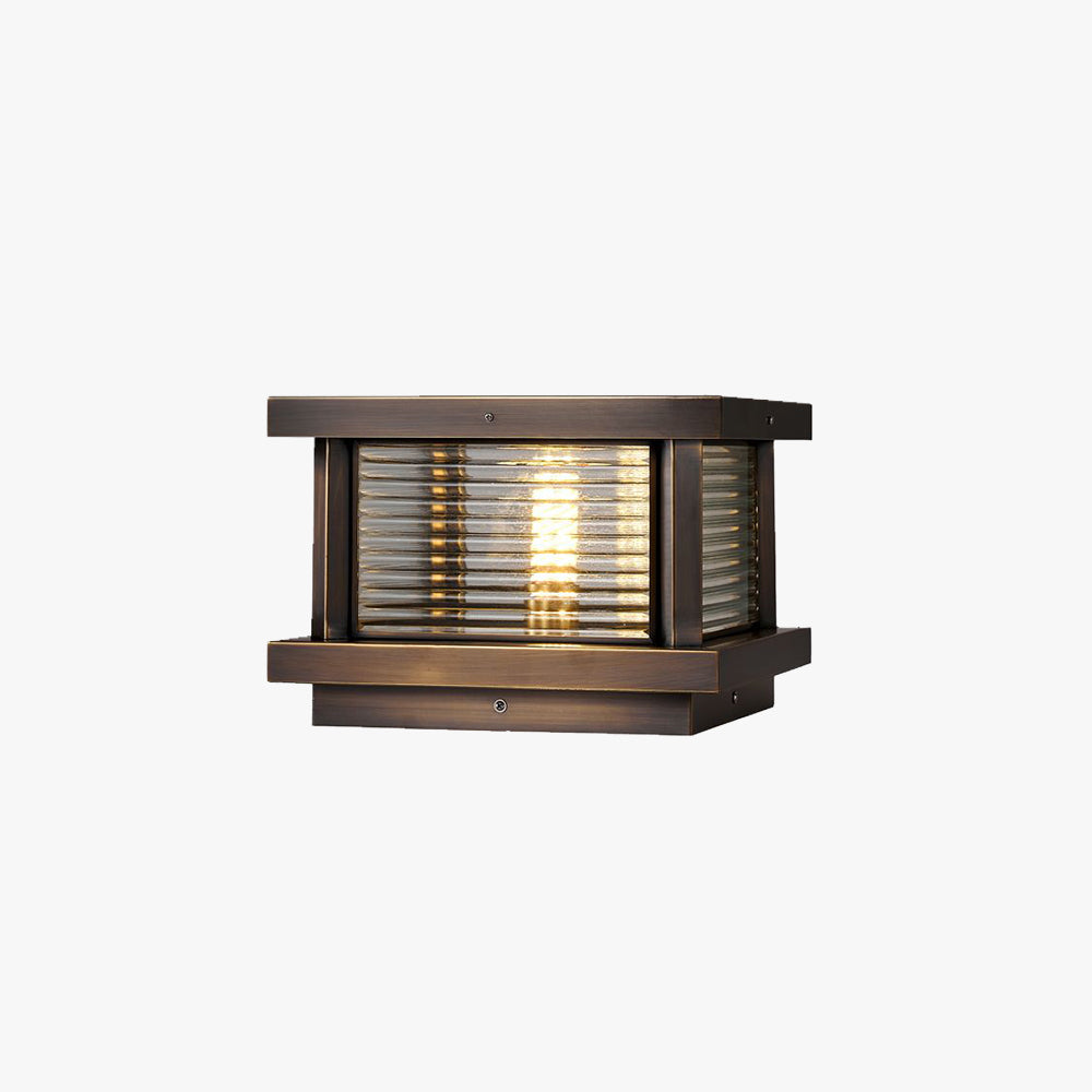 Ray Modern Rectangular Metal Outdoor Solar Lamp, Black/ Brass/Bronze