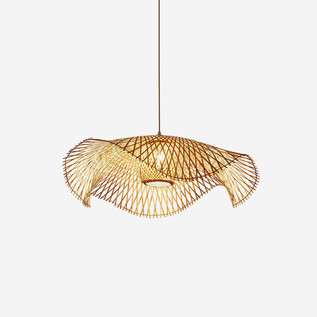 Pendant Lamp Bamboo Lotus Leaf Shape Open Weave Natural - Neutralighting