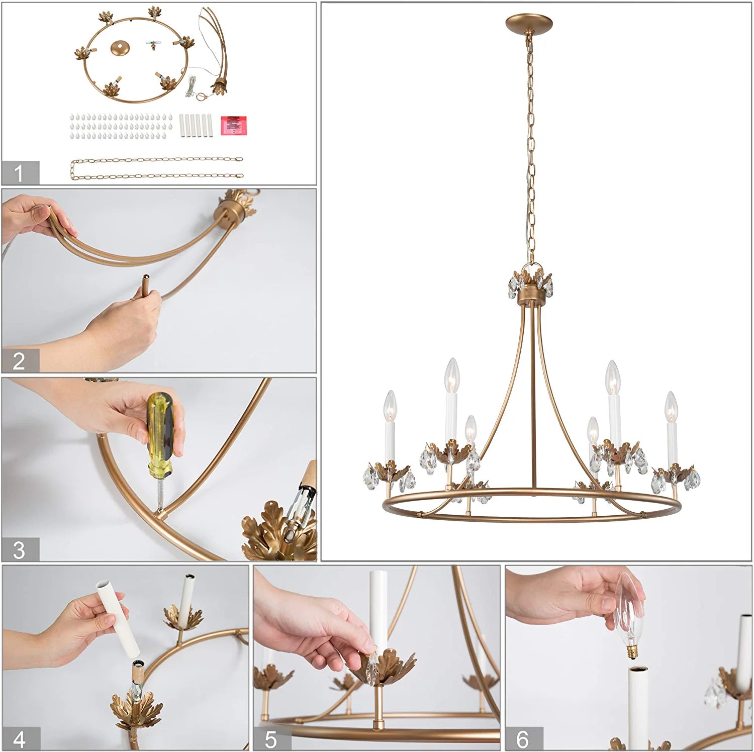 Yrvuvyh Vintage Industrial Luxury Brass Crystal Chandelier - Neutralighting