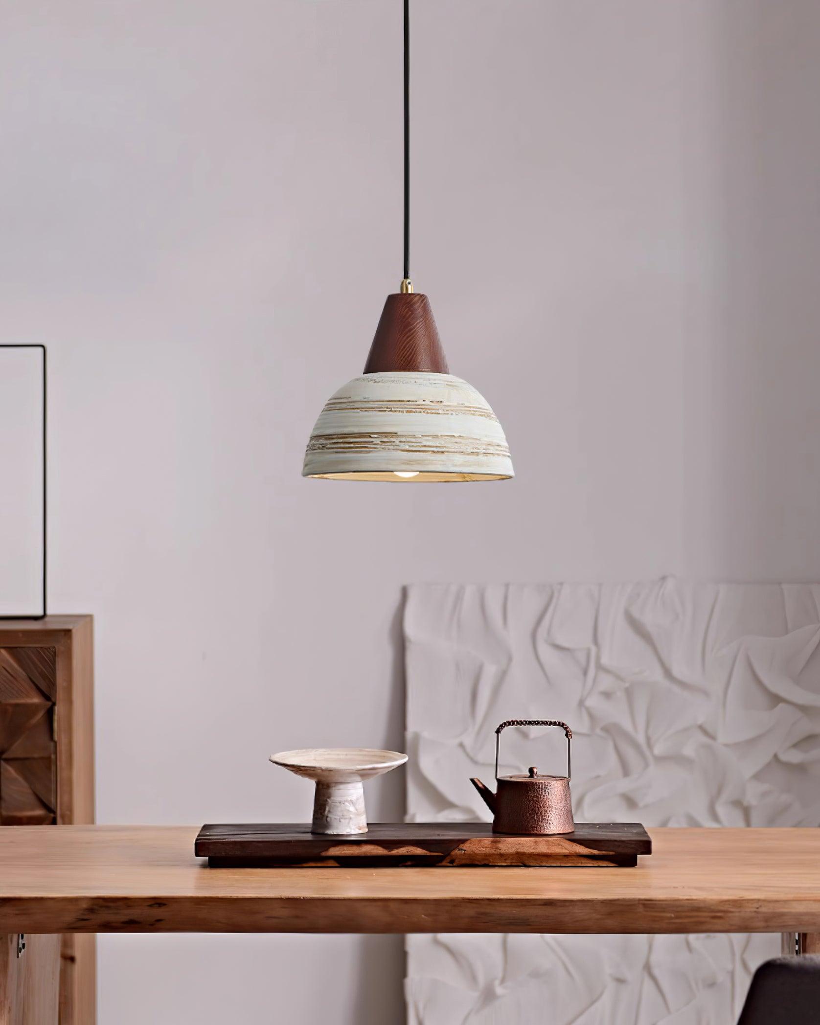 Pendant Lamp Textured Ceramic Shade Tapered Nordic Minimalist - Neutralighting
