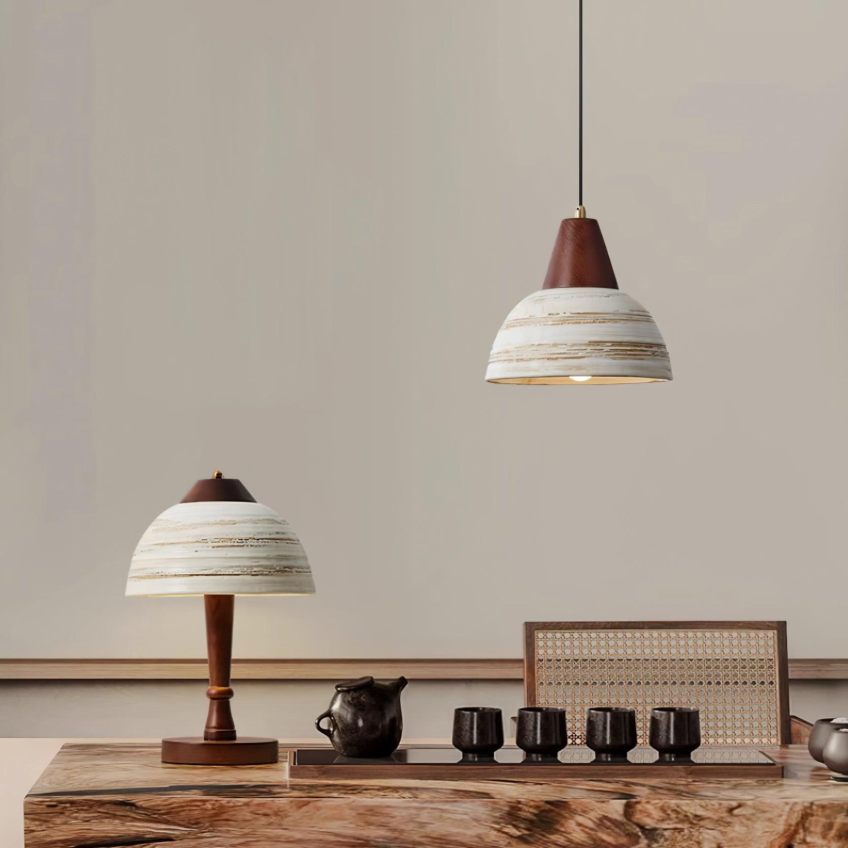 Pendant Lamp Textured Ceramic Shade Tapered Nordic Minimalist - Neutralighting