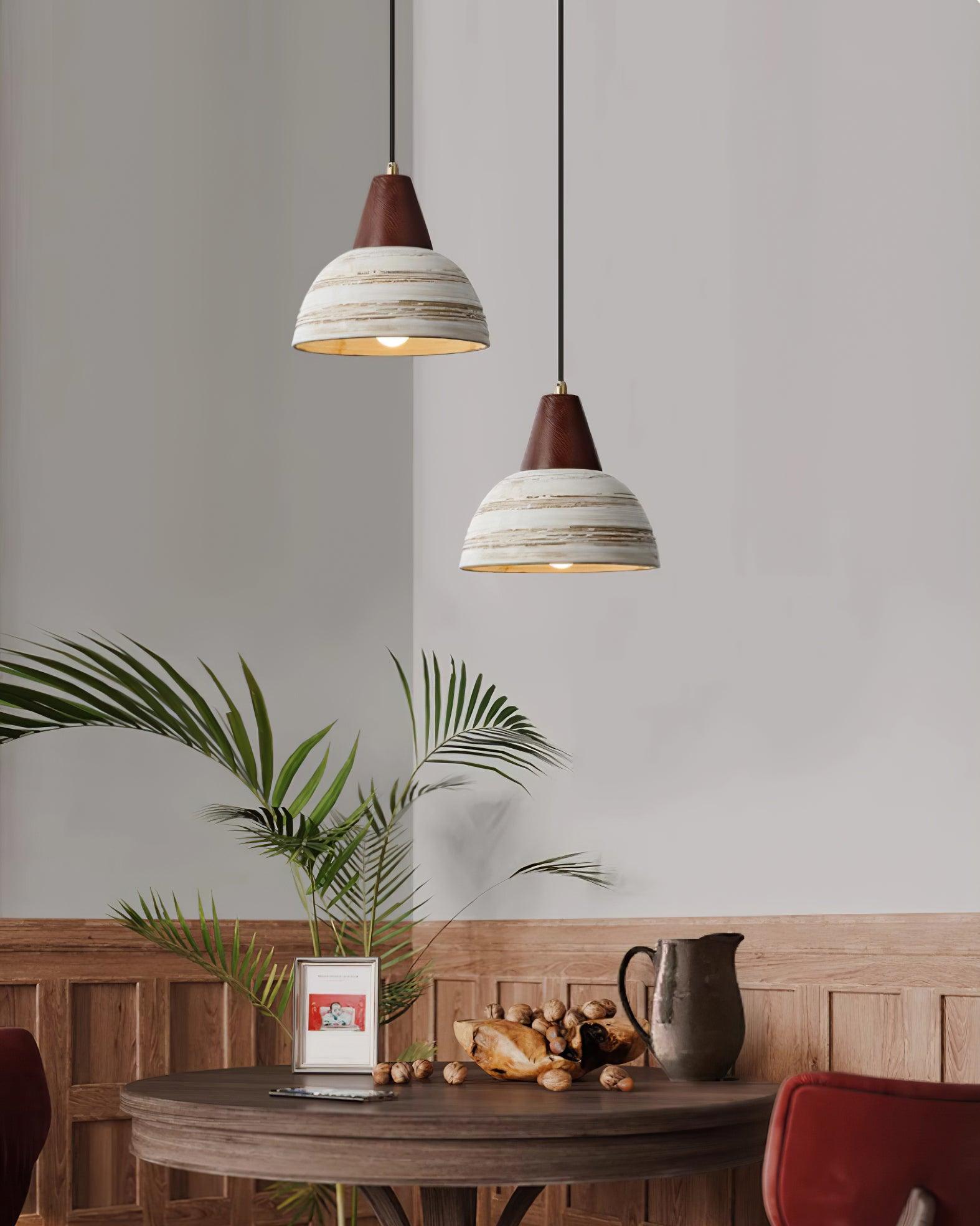 Pendant Lamp Textured Ceramic Shade Tapered Nordic Minimalist - Neutralighting