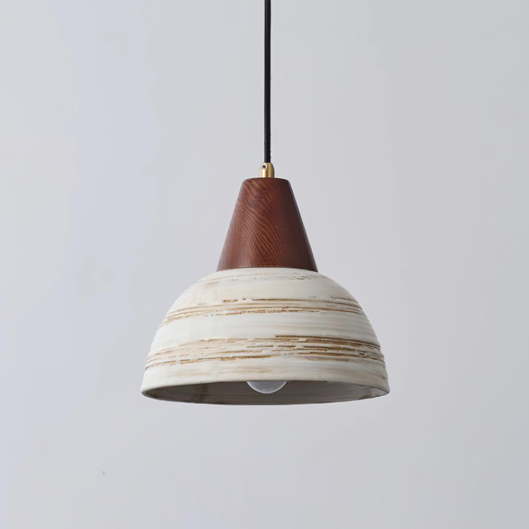 Pendant Lamp Textured Ceramic Shade Tapered Nordic Minimalist - Neutralighting