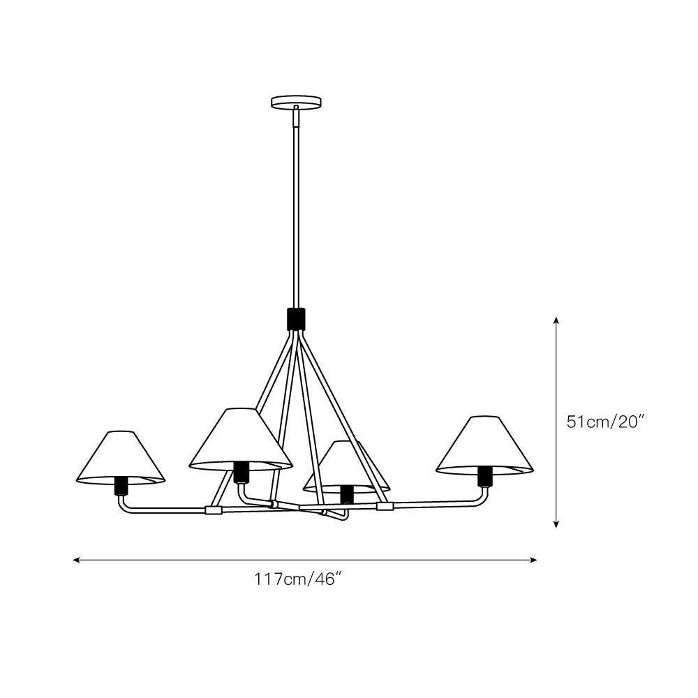 Ornuvyh Vintage Industrial Metal Fabric Chandelier - Neutralighting