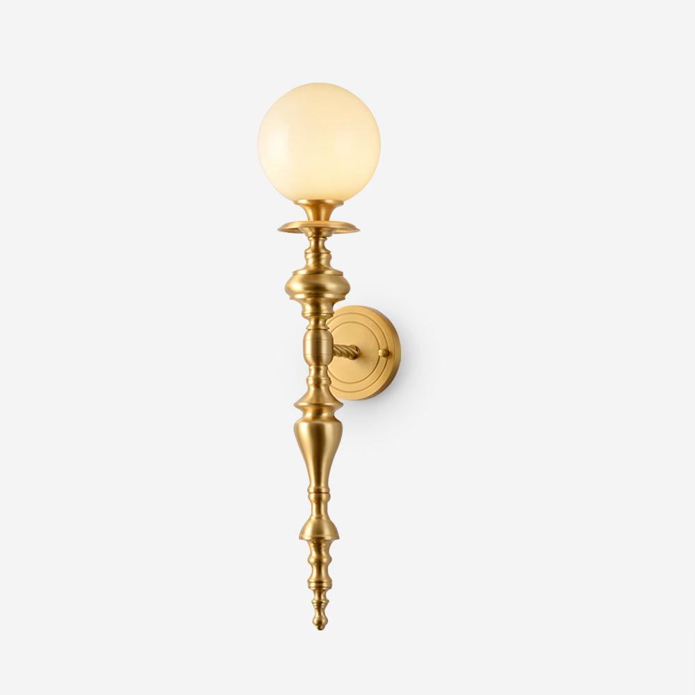 Wall Lamp Sculpted Brass Body Globe Shade Classic Elegant Statement - Neutralighting