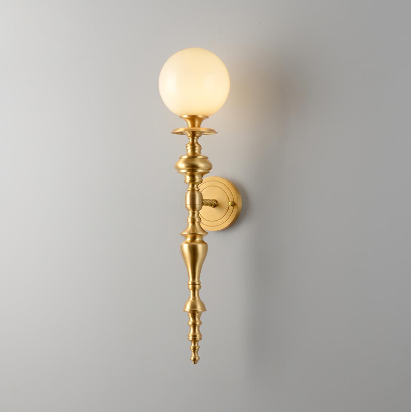 Wall Lamp Sculpted Brass Body Globe Shade Classic Elegant Statement - Neutralighting