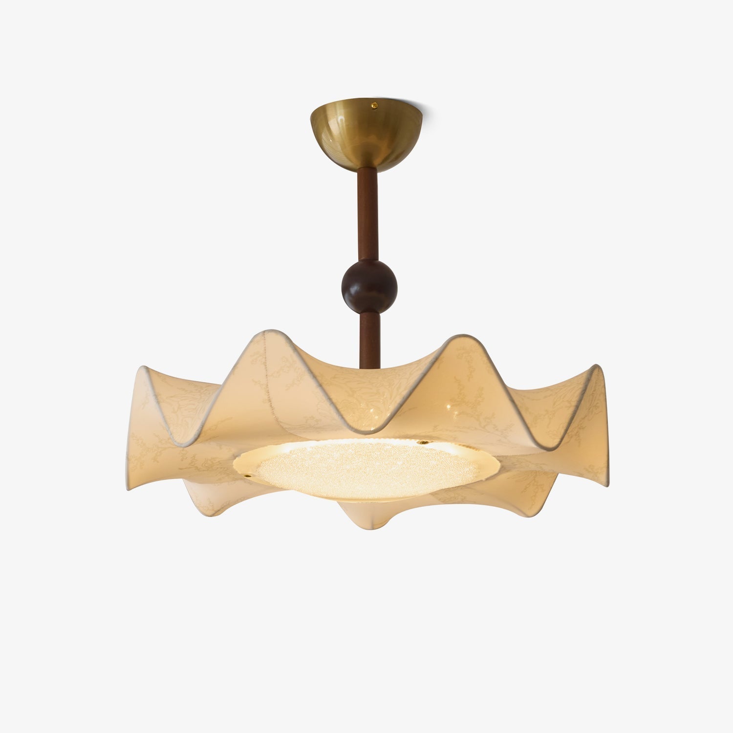 Cyrie Ceiling Light Floral-patterned etched fabric Wood - Neutralighting