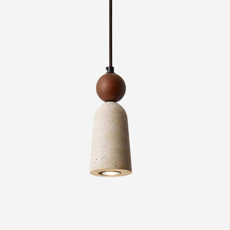 Bellaro Travertine & Wood Pendant Light - Neutralighting