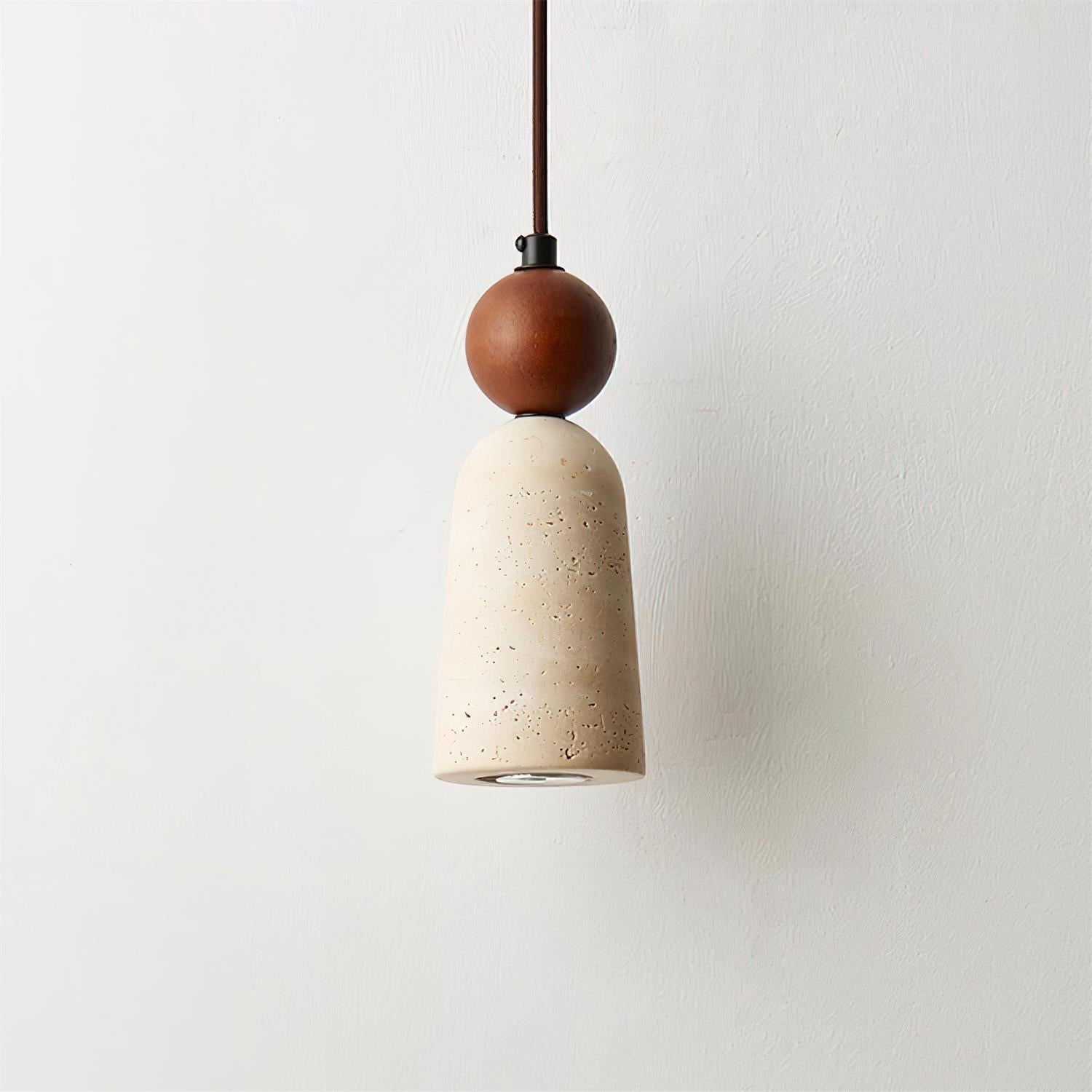 Bellaro Travertine & Wood Pendant Light - Neutralighting