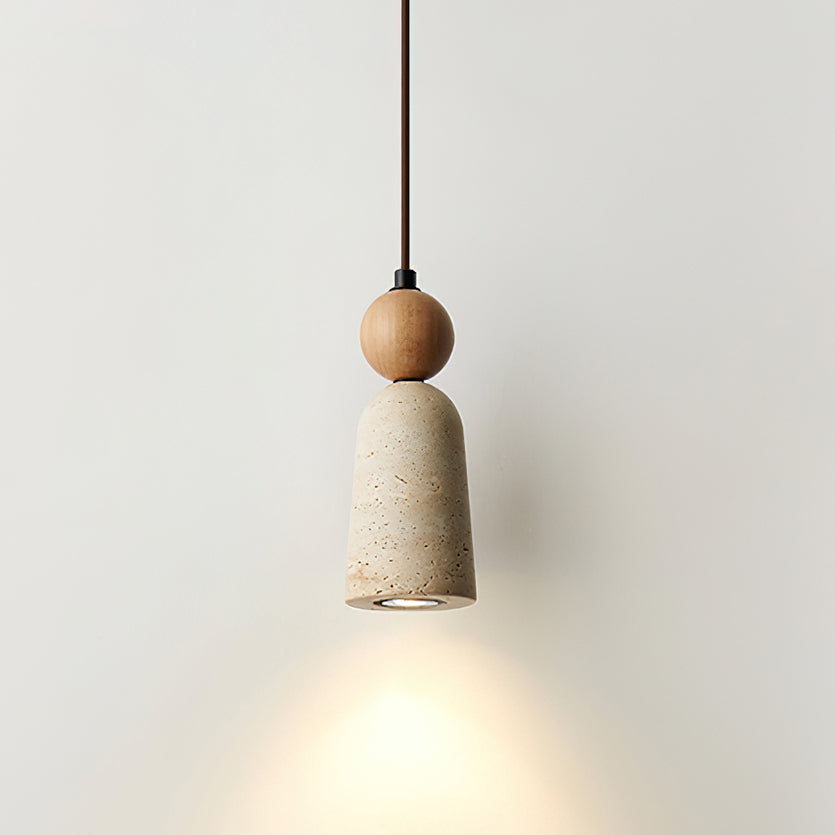 Bellaro Travertine & Wood Pendant Light - Neutralighting