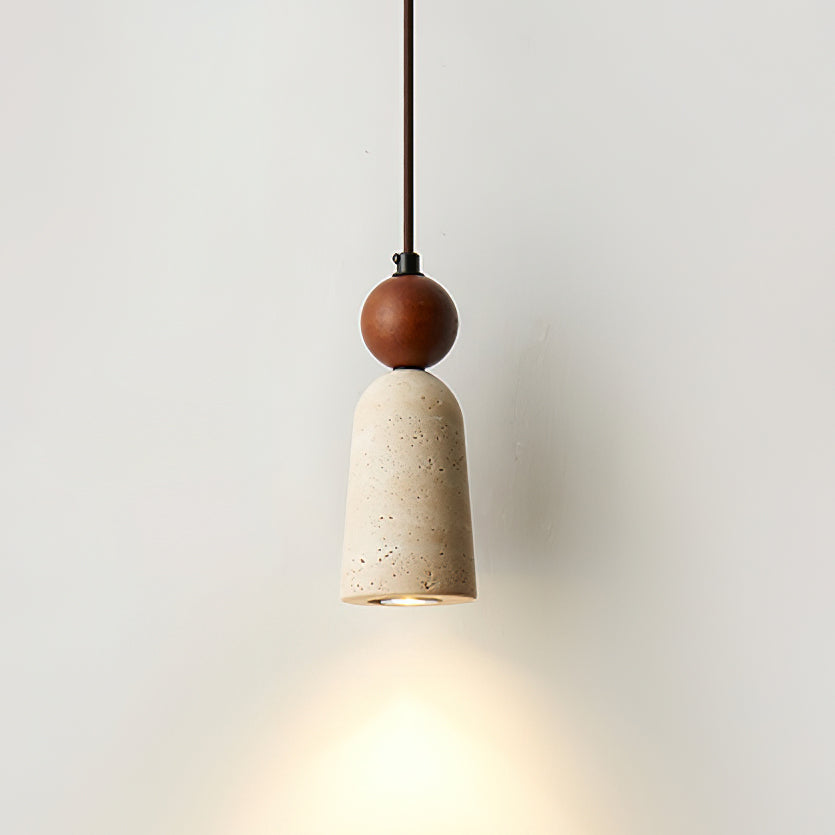 Bellaro Travertine & Wood Pendant Light - Neutralighting