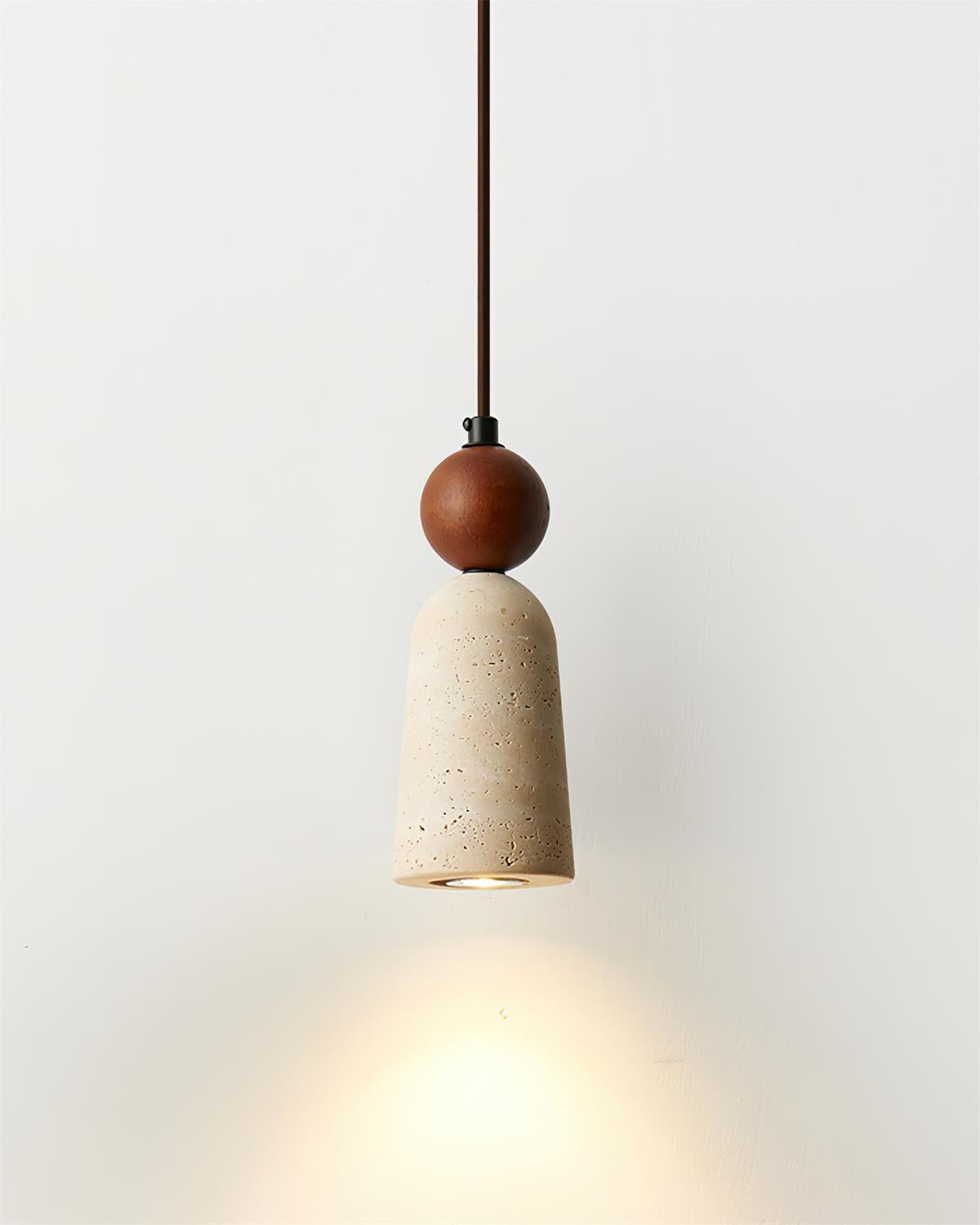 Bellaro Travertine & Wood Pendant Light - Neutralighting