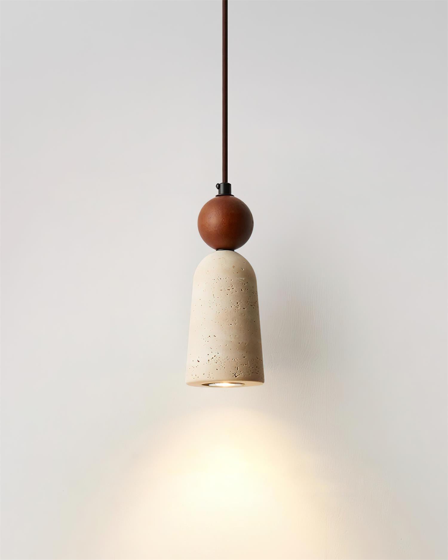 Bellaro Travertine & Wood Pendant Light - Neutralighting