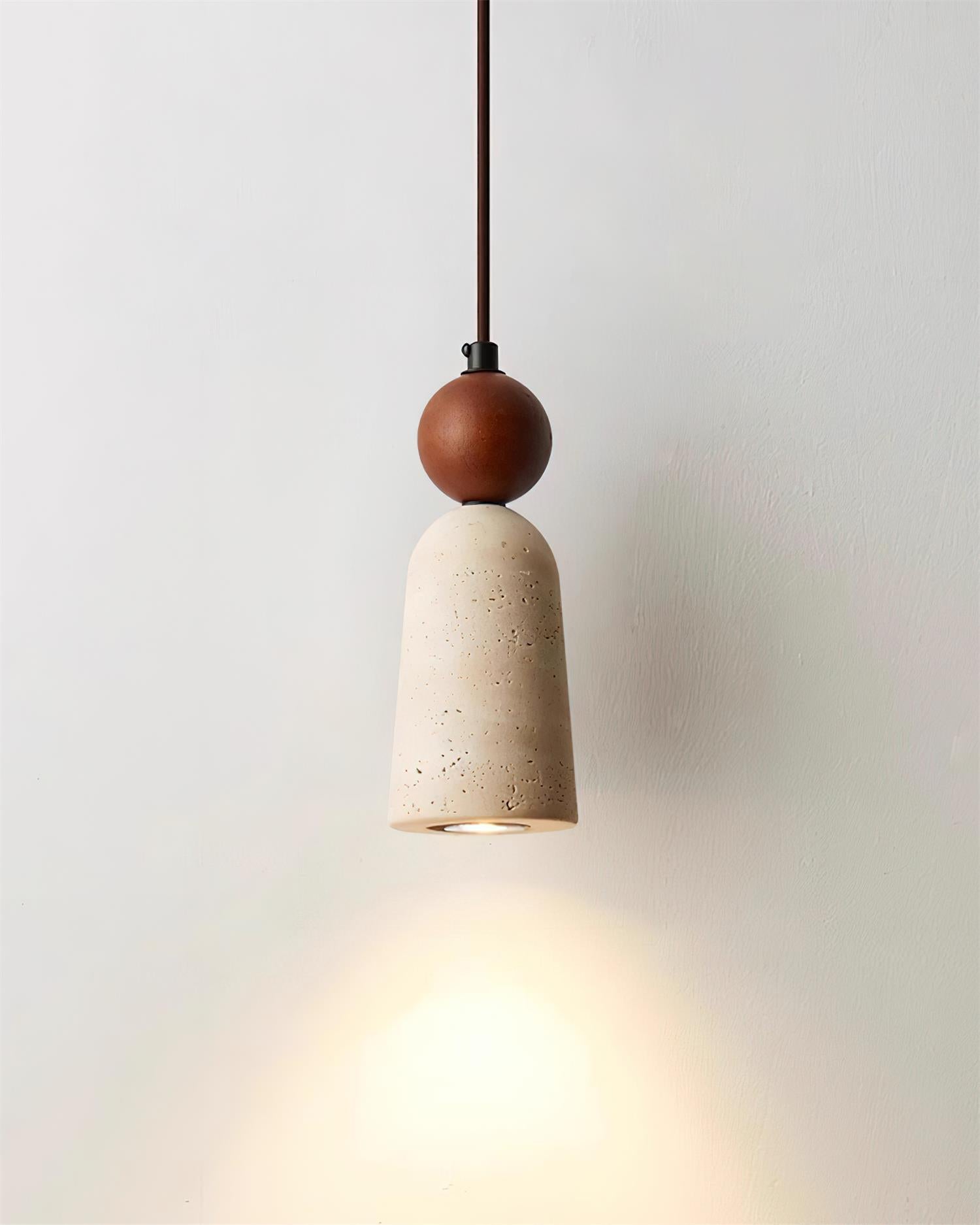 Bellaro Travertine & Wood Pendant Light - Neutralighting