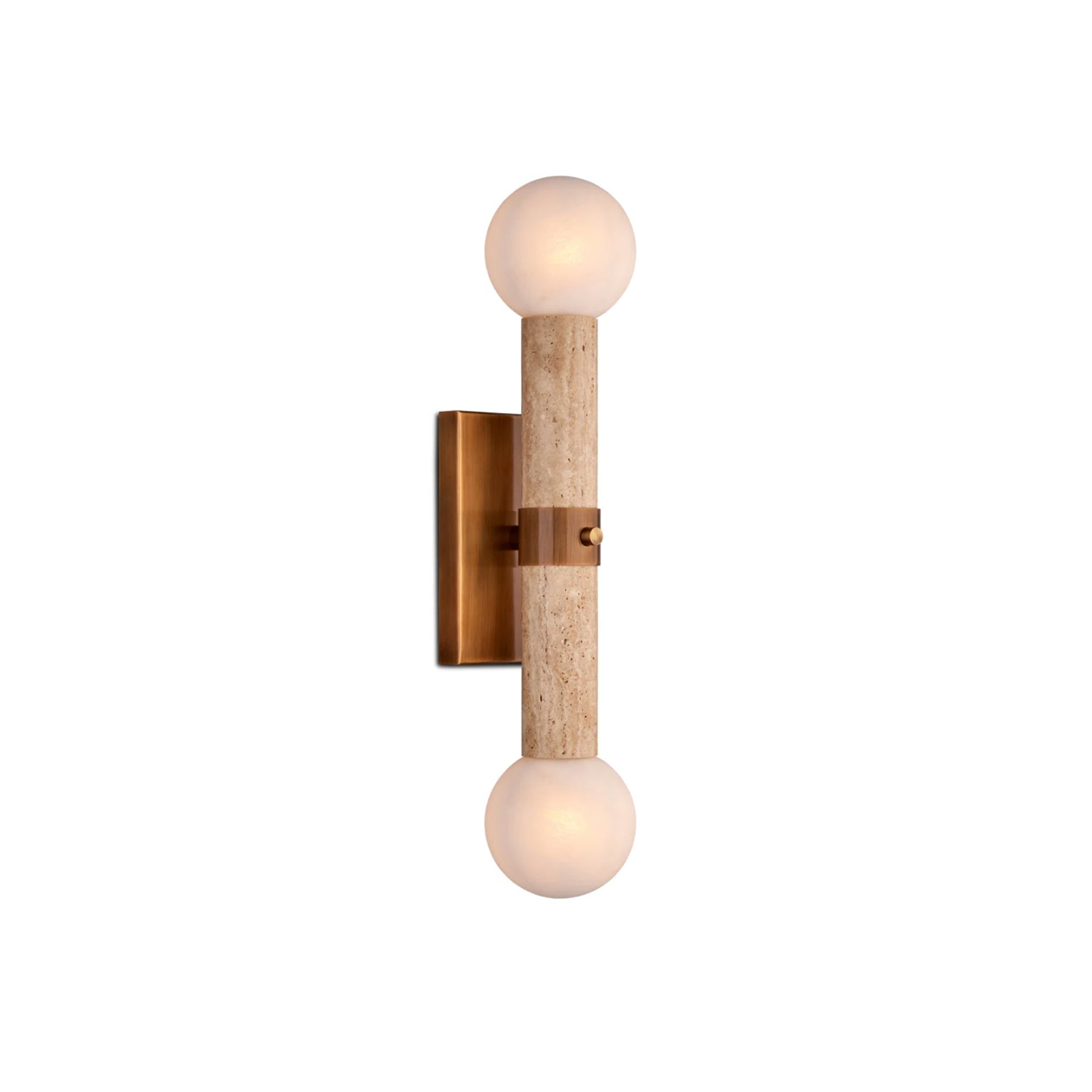 Dvaluvyh Modern Minimalist Travertine Metal Glass Wall Lamp - Neutralighting