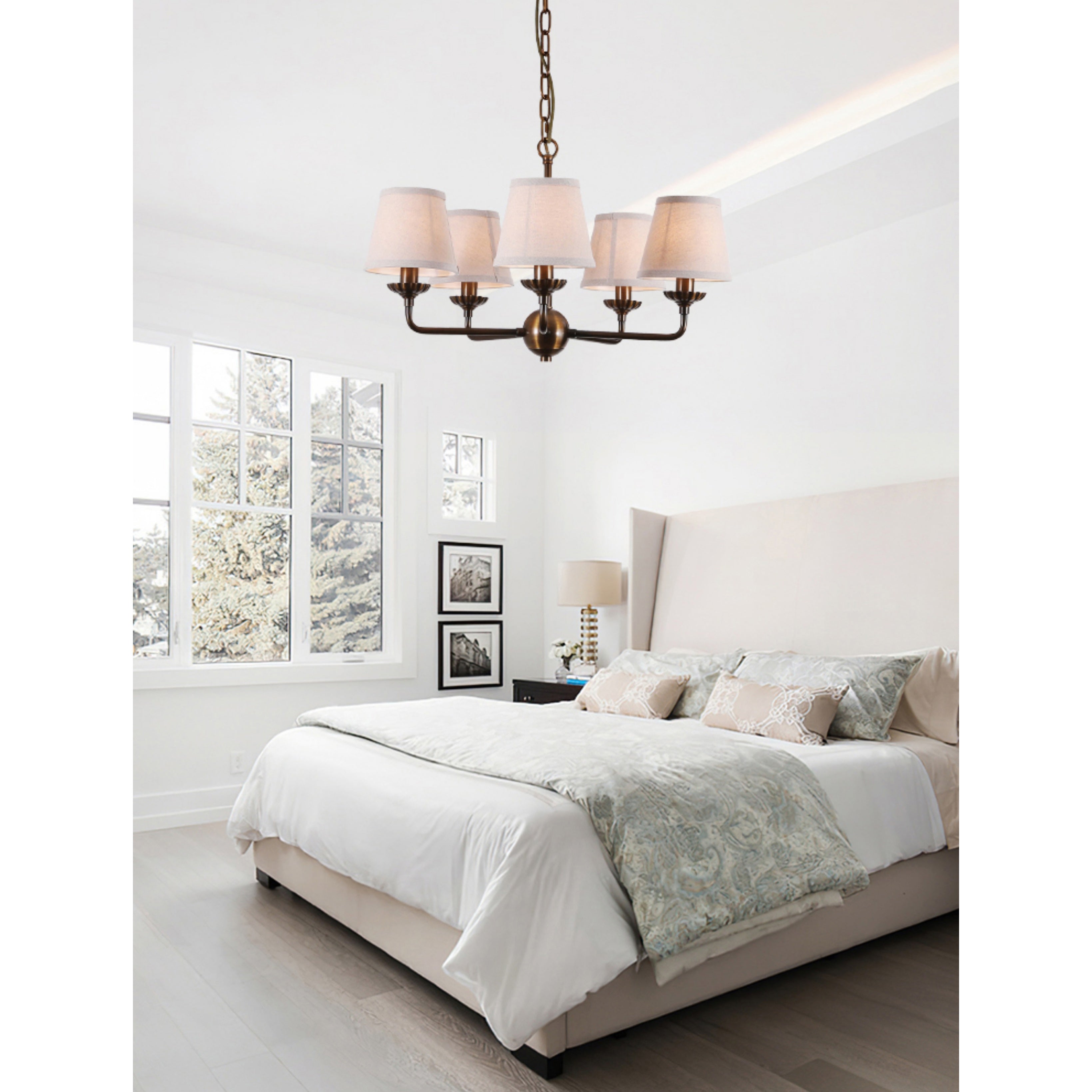 Gloruvyh Vintage Industrial Fabric Metal Chandelier - Neutralighting