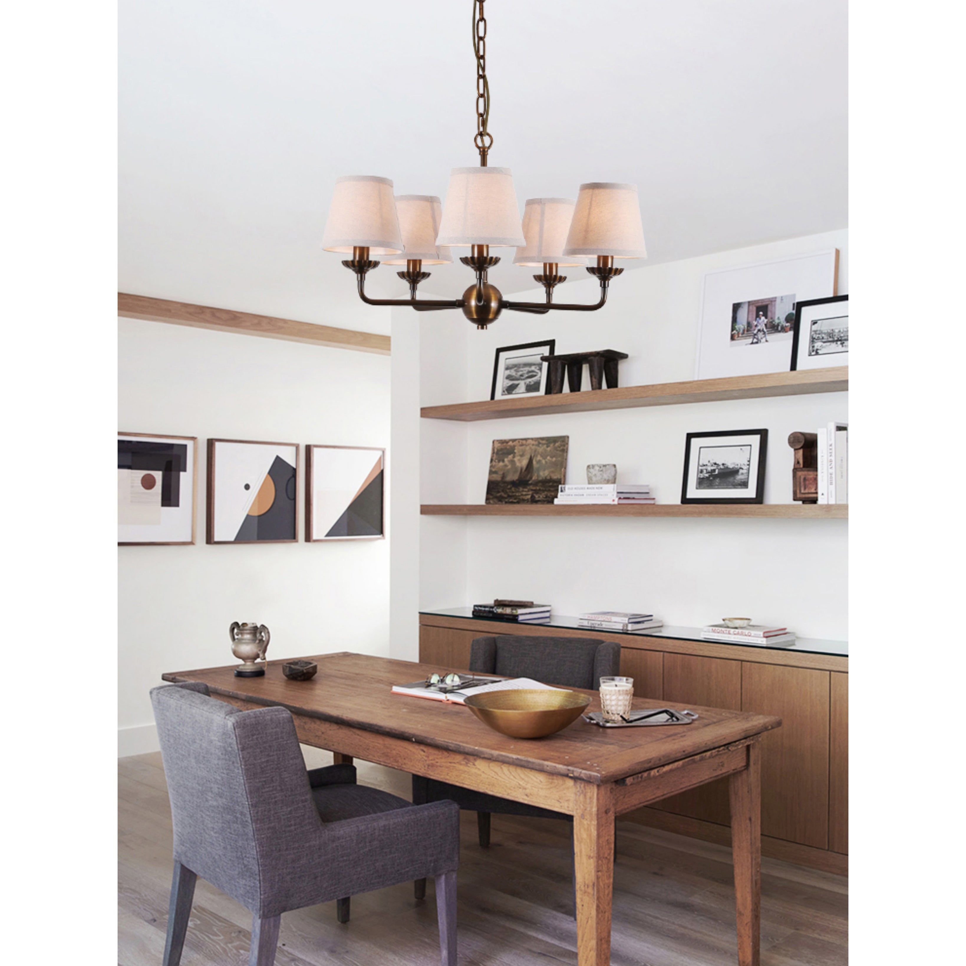 Gloruvyh Vintage Industrial Fabric Metal Chandelier - Neutralighting
