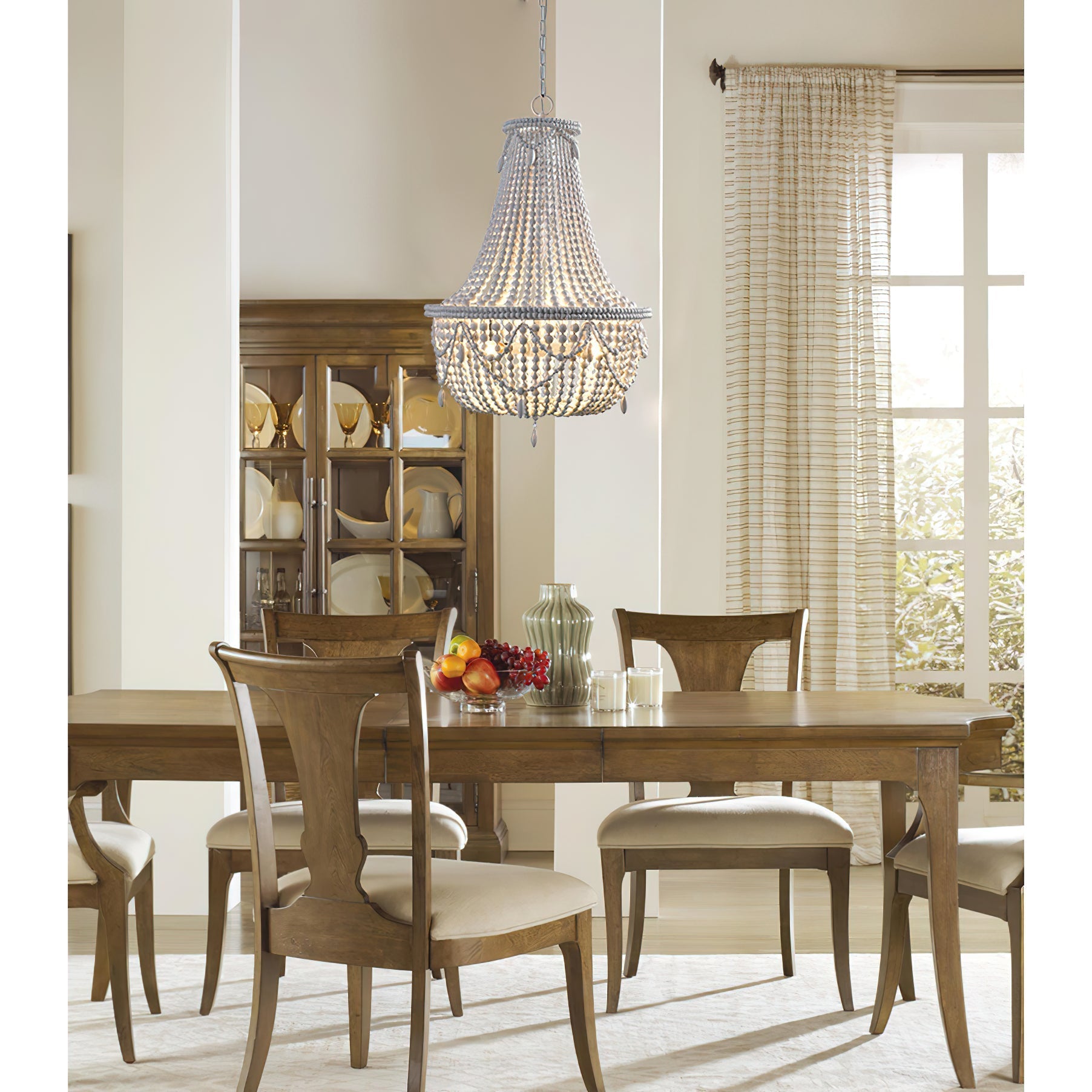 Eirikuvyu Postmodern Luxury Bead Metal Wood Chandelier - Neutralighting
