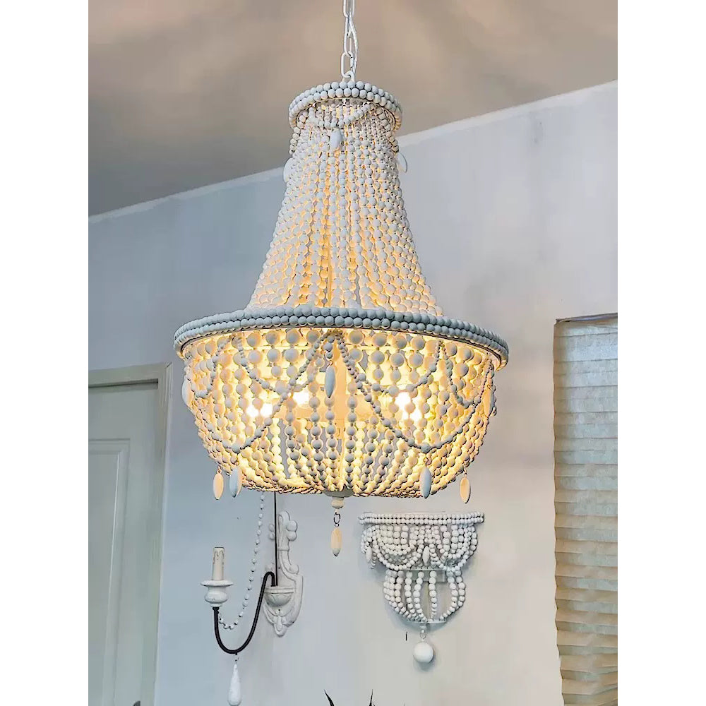 Eirikuvyu Postmodern Luxury Bead Metal Wood Chandelier - Neutralighting