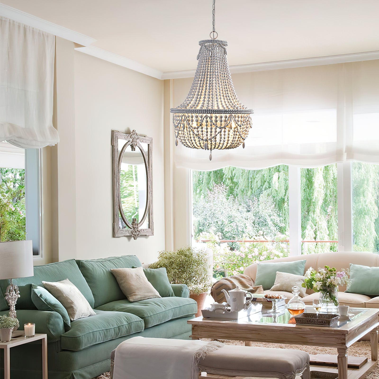 Eirikuvyu Postmodern Luxury Bead Metal Wood Chandelier - Neutralighting