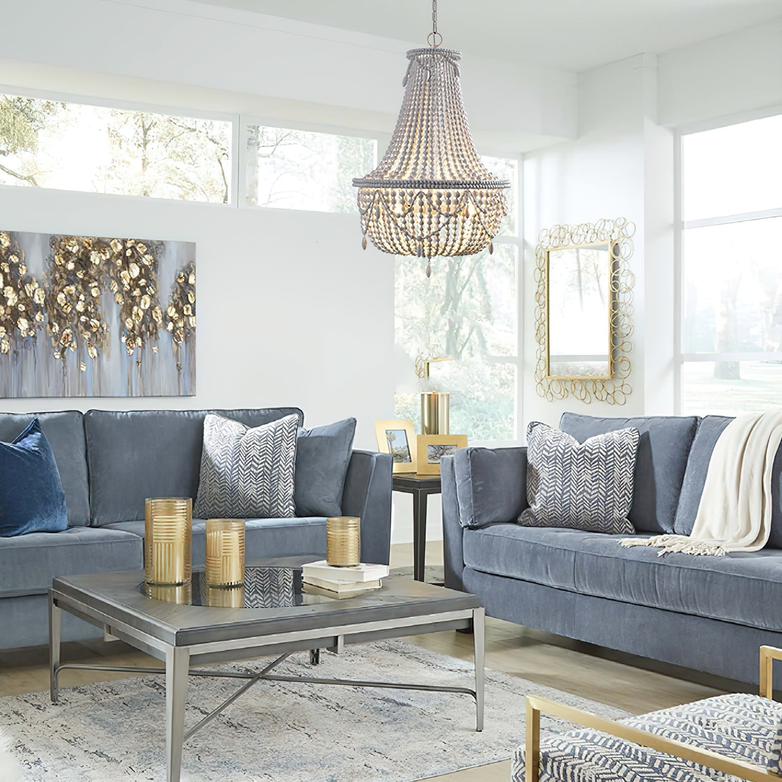 Eirikuvyu Postmodern Luxury Bead Metal Wood Chandelier - Neutralighting