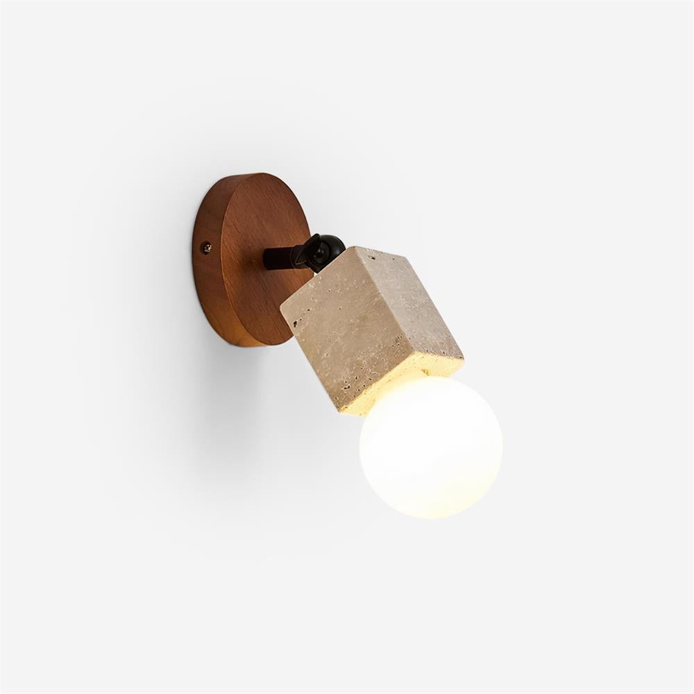 Ritta Cute Travertine Wall Lamp Wood Plate - Neutralighting
